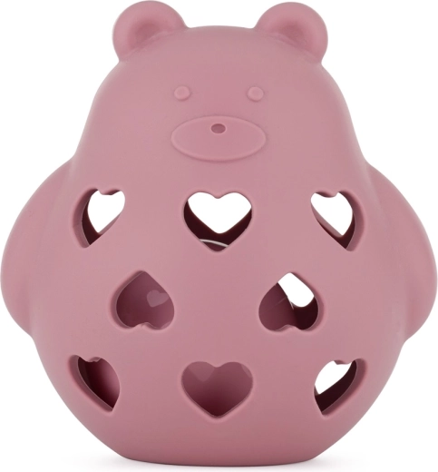 Petite&Mars silicone rattle and teether Bear Basil dusty rose
