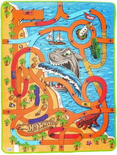 Hot Wheels race track with ocean theme