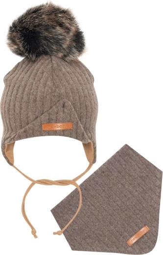 New Baby Special One baby hat with scarf, brown