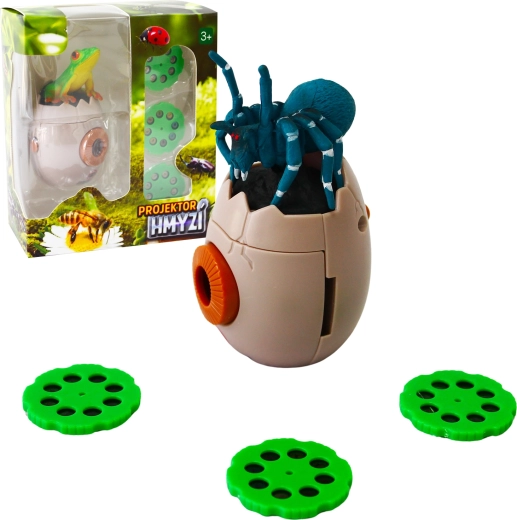 Insect and amphibian projector in an egg shape with 3 interchangeable discs