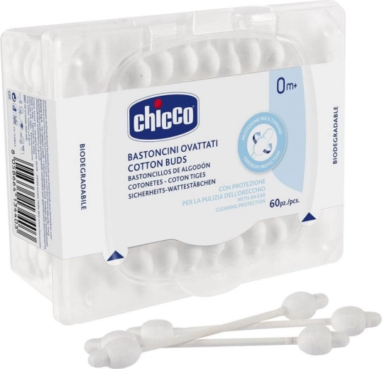 Chicco vates kociņi ar anatomisku formu, 100% kokvilna, 60 gab.