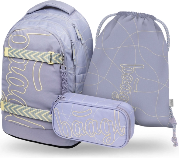 Baagl 3 daļu komplekts Skate Max Mishmash: skolas mugursoma, penālis un maisiņš GRS
