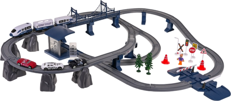 Electric Train Set with Station and Accessories, 103 Pieces