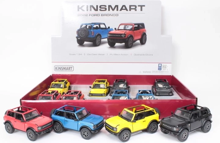 Ford Bronco open top 2022 – metāla modelis ar atvelkamu (pull-back) piedziņu