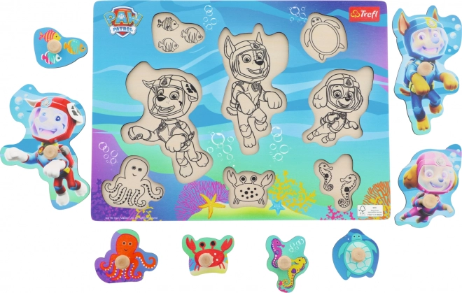 Trefl wooden insertion puzzle Paw Patrol underwater