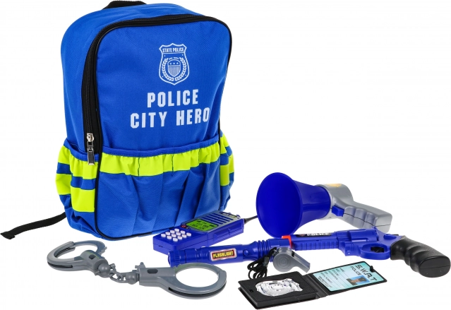 Interaktīvs policijas komplekts bērniem 3+ ar mugursomu un gaismas un skaņas efektiem