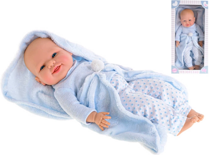 Vinyl baby doll boy with blanket 42 cm