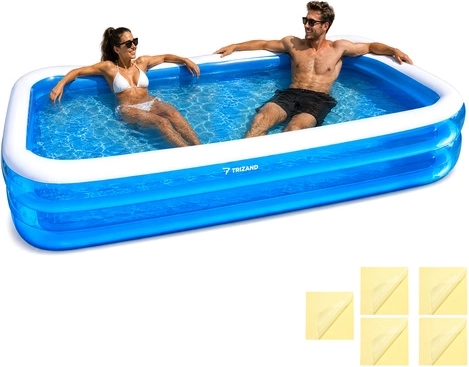 Trizand Inflatable Family Pool for Kids 262 × 175 × 50 cm