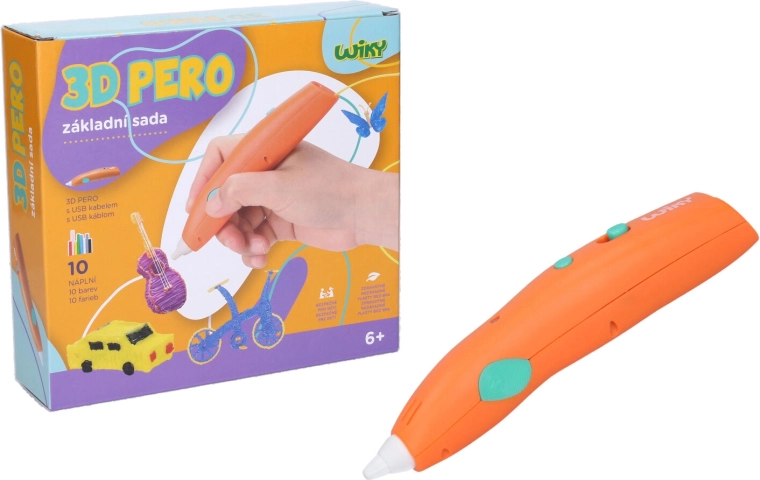 3D pildspalva WIKY oranžā – sākuma komplekts ar uzpildēm un šabloniem