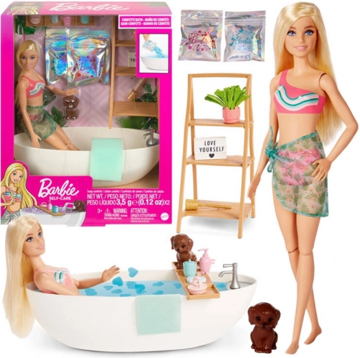 Barbie relax – vanna ar konfeti putām un vannu, blondīne lelle un aksesuāri
