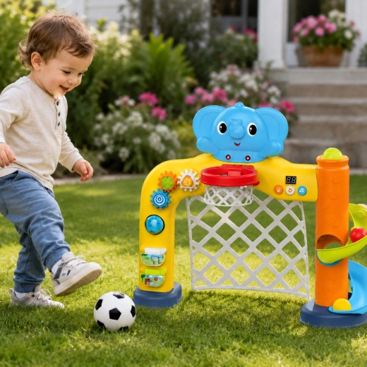2-in-1 goal and basketball hoop