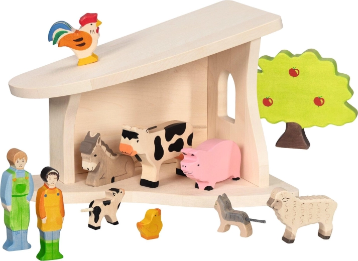 Christmas Nativity Scene – wooden stable with star - 1 piece