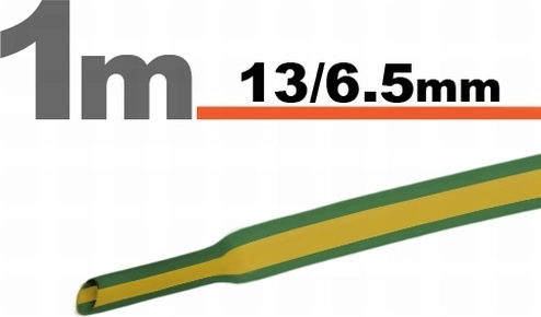 Termosaraušanās caurulīte dzelteni zaļa 13 / 6,5 mm
