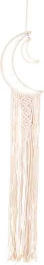 Beige cotton dreamcatcher with moon motif, 95 cm