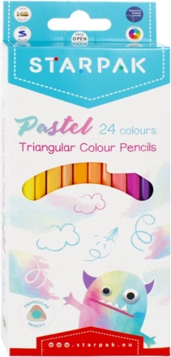 Pastelkrāsas trīsstūra krāsainie zīmuļi 24 krāsās