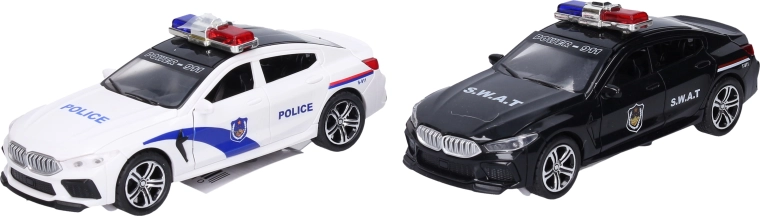 Policijas automašīna ar inerces piedziņu, gaismas un skaņas efektiem – 1 gab.
