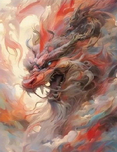 Diamond Painting Red Dragon 30 × 40 cm