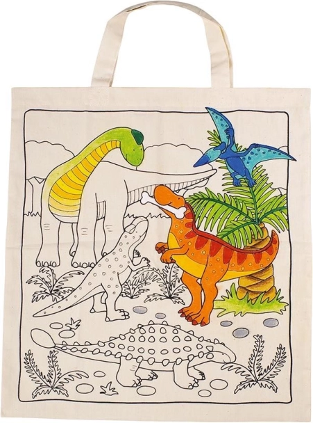 Kokvilnas soma krāsošanai – dinozauri