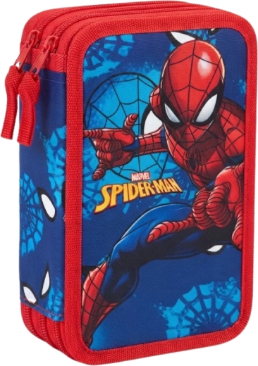 Trīsstāvu pilnībā aprīkots skolas penālis Spider-Man, zils ar sarkanu