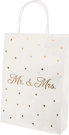 Dāvanu maisiņš Mr./Mrs. balts 26 × 10 × 32 cm