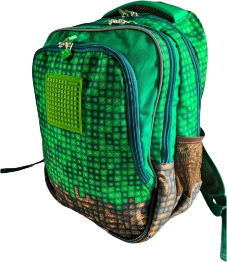 Pixie Crew Junior skolas mugursoma zaļa Mine&Craft 100 pikseļi