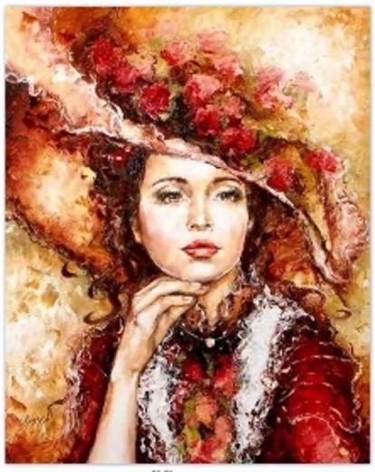 Gleznošana pēc numuriem “Sieviete ar cepuri” 40 × 50 cm