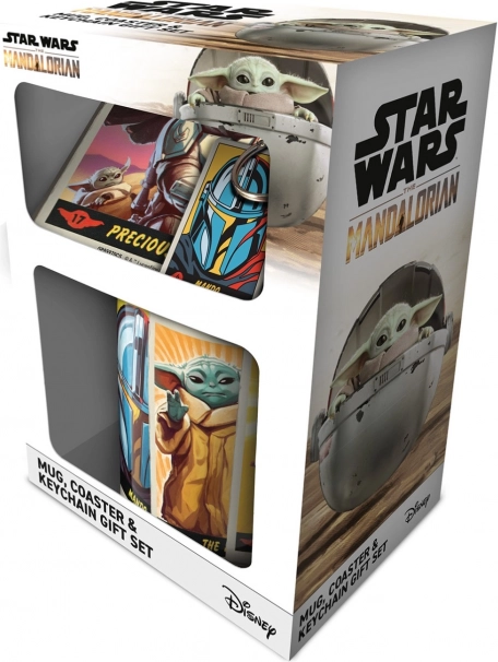 Dāvanu komplekts STAR WARS: THE MANDALORIAN – krūze, paliktnis un atslēgu piekariņš