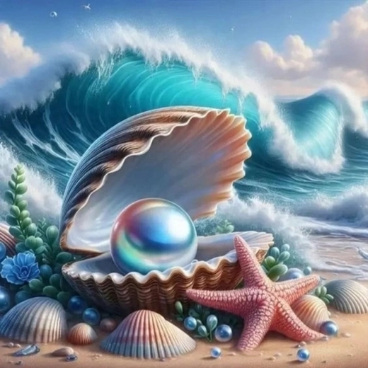 Norimpex Paint by Numbers Seashell with Pearl 40 × 50 cm