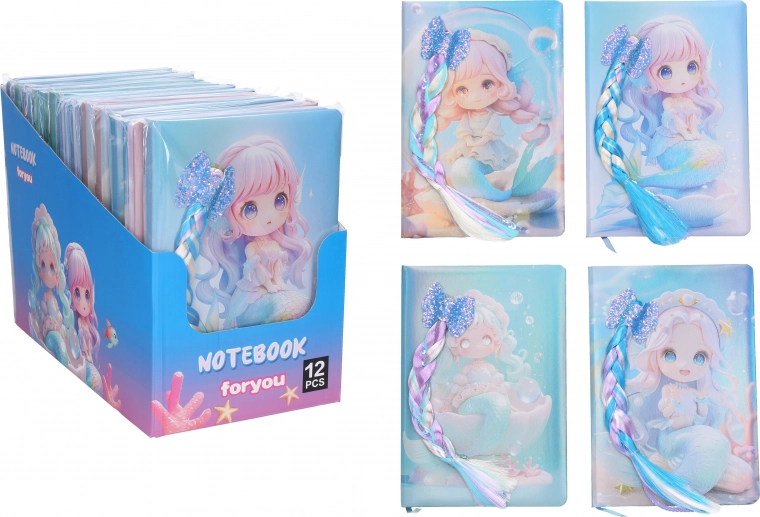 Lined notebook 14 × 21 cm – mermaid with ponytail, 80 pages