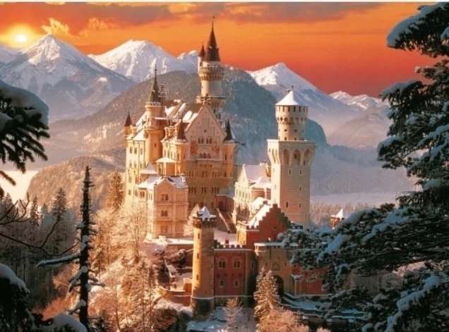 Paint by Numbers Alpine Castle in Winter 40 × 50 cm