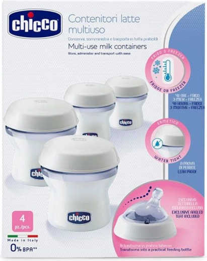 Chicco Natural Feeling Breast Milk Storage Containers, 4 pcs