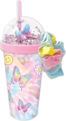Hot Focus bērnu krūzīte ar scrunchie matu gumiju “Tauriņi”
