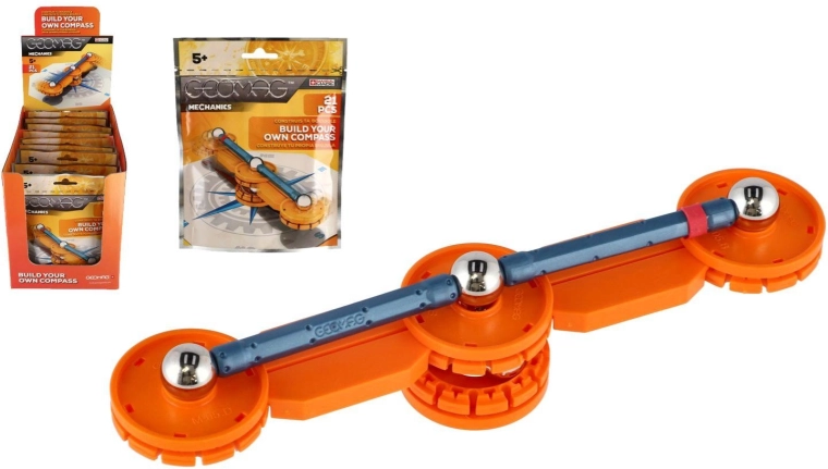 Konstruktoru komplekts Geomag Mechanics – uzbūvē kompasu, 21 detaļa