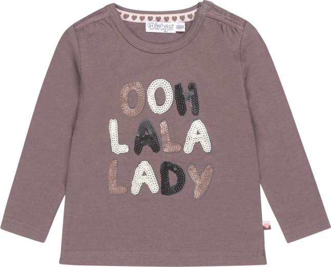 Dirkje meiteņu krekliņš ar garām piedurknēm ooh la la lady pelēkbrūns