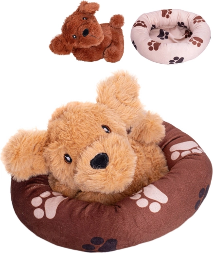 Plush dog in a bed 20 cm, 2 color variants - 1 piece