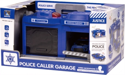 Policijas rotaļu komplekts – garāža ar gaismas un skaņas efektiem