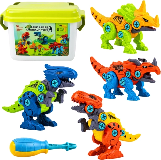 Construction Dinosaur Screw-Together Kit 4-in-1 with Electric Screwdriver and Carry Case