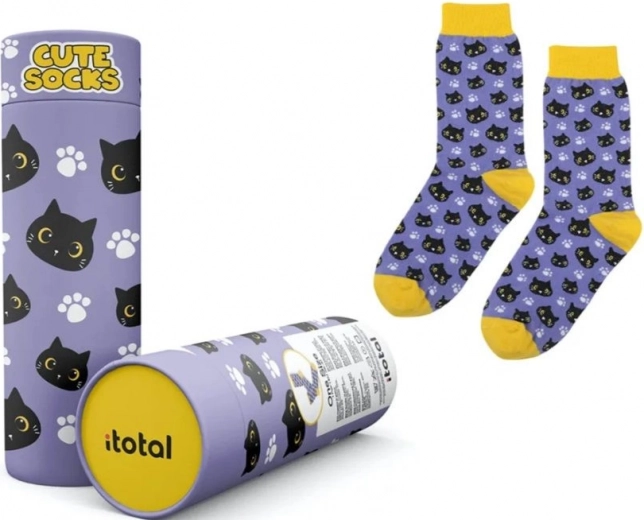 Violetas kokvilnas zeķes ar kaķīti