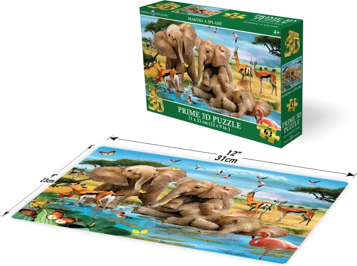 3D puzle zilonēns, 63 detaļas