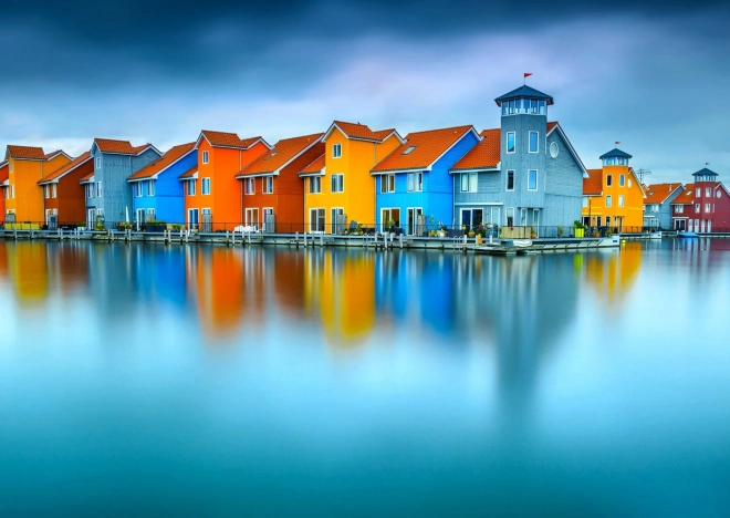 Puzzle ENJOY mājiņas pie ūdens, Groningena, Nīderlande – 1000 detaļas