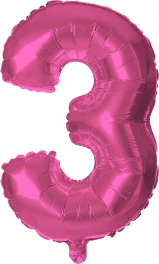 Folijas balons cipars 3 30 cm rozā TORO
