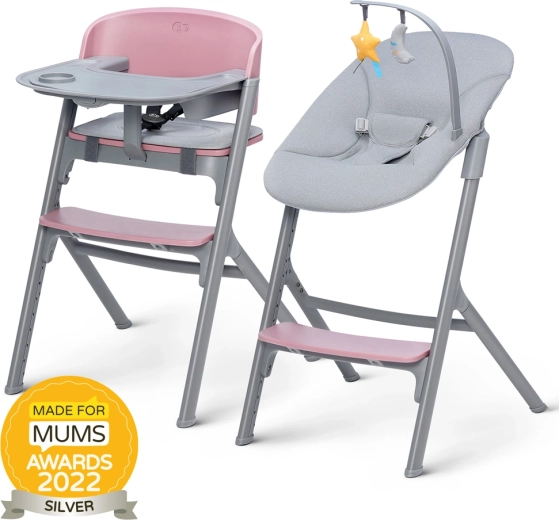 Kinderkraft Select komplekts ēdamkrēsliņš Livy Aster Pink ar šūpulīti Calmee