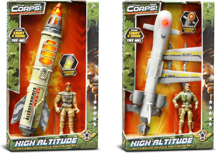 The Corps! military playset with rocket or drone, light and sound effects