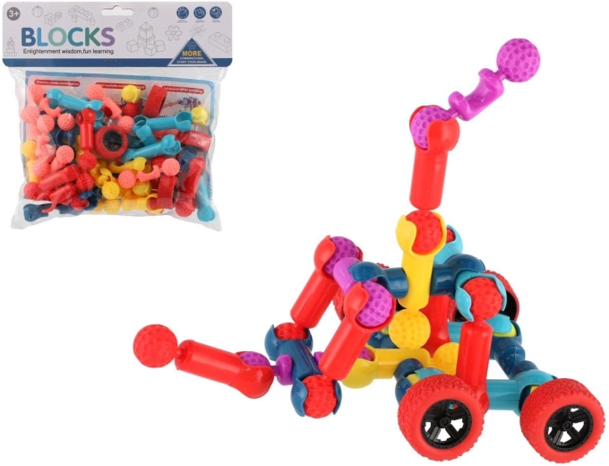 Plastic building blocks in two colors