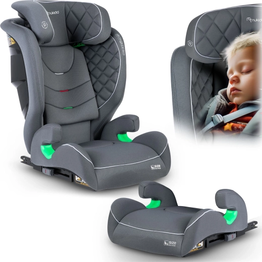 Bērnu autokrēsliņš Nukido Louis pelēks 100–150 cm i-Size ISOFIX