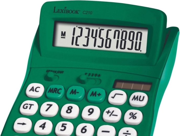 Lexibook pocket calculator, 10-digit, rubber surface, green