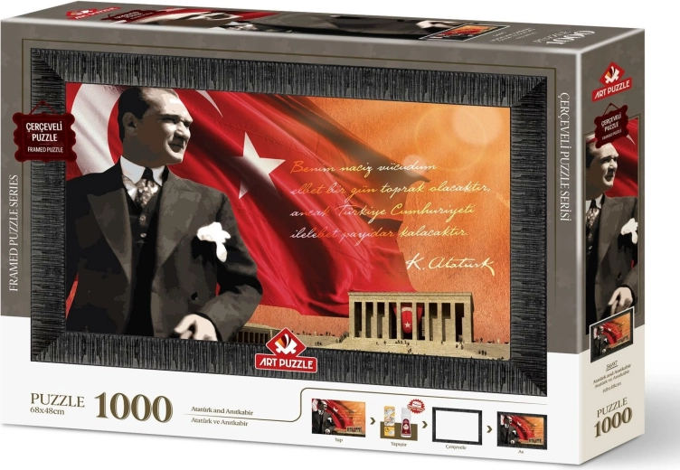 Art Puzzle puzle ar rāmi un līmi 3 vienā 1000 gabaliņi – Atatürks