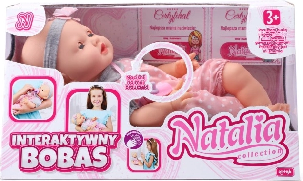 Interaktīvā lelle mazulis NATALIA 41 cm ar skaņām un aizveramām acīm