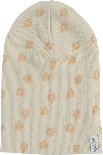 Lodger kokvilnas rievota cepure Beanie Print Rib Birch (1–2 gadi)