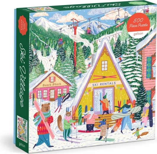 Galison Square Jigsaw Puzzle Ski Resort, 500 Pieces